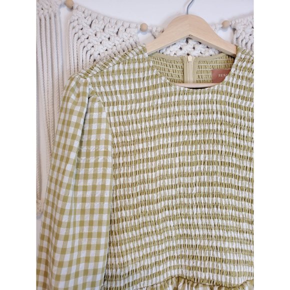 Jessakae Gather Green Gingham Tiered Midi Dress M - Picture 6 of 10